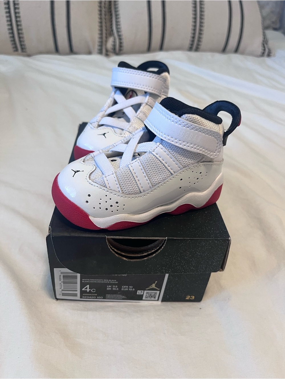 Jordan 6 Rings TD White University Red Black 4C NIB Nike toddler kids